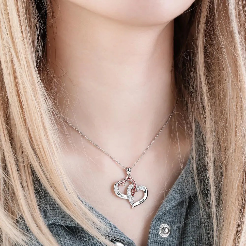 Custom Engraved Necklace Interlocked Heart Design Gifts
