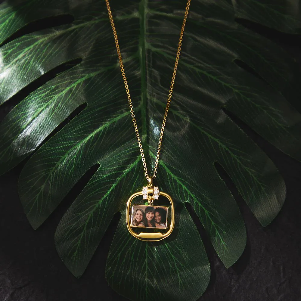 Custom Photo Necklace Pendant Necklace with Crystal Christmas Gift for Her