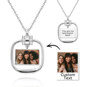 Custom Photo Necklace Pendant Necklace with Crystal Christmas Gift for Her