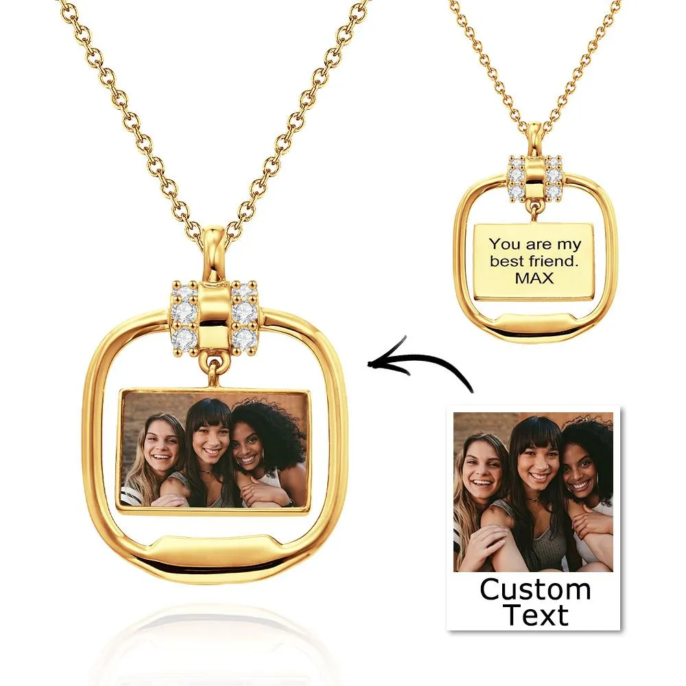 Custom Photo Necklace Pendant Necklace with Crystal Christmas Gift for Her