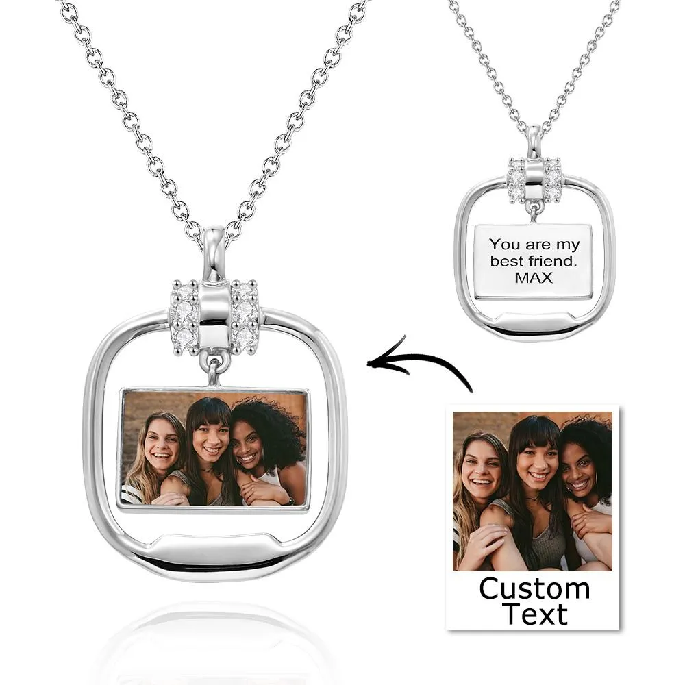 Custom Photo Necklace Pendant Necklace with Crystal Christmas Gift for Her