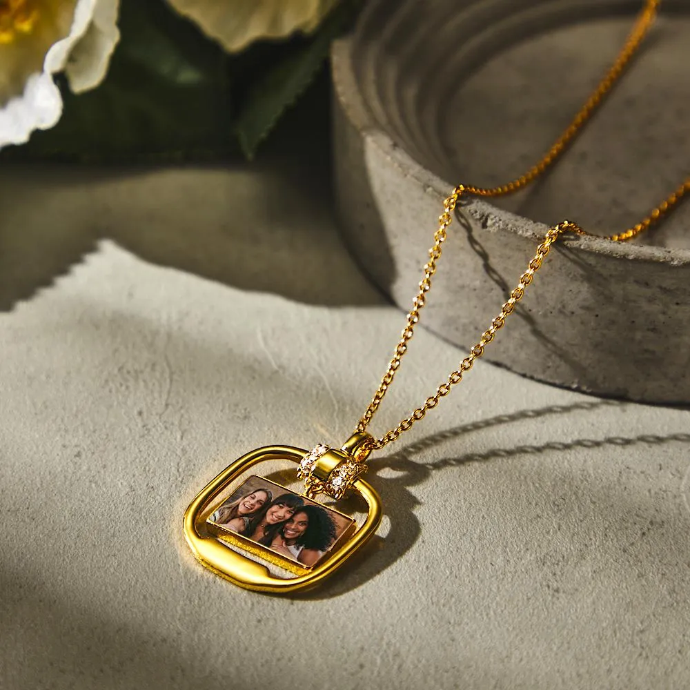 Custom Photo Necklace Pendant Necklace with Crystal Christmas Gift for Her