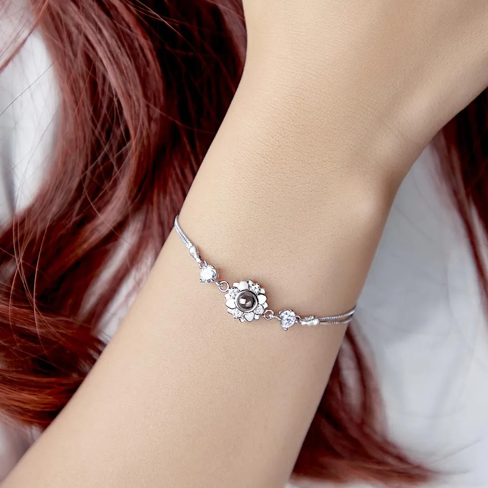 Custom Photo Projection Bracelet Flower Romantic Commemorate Gifts