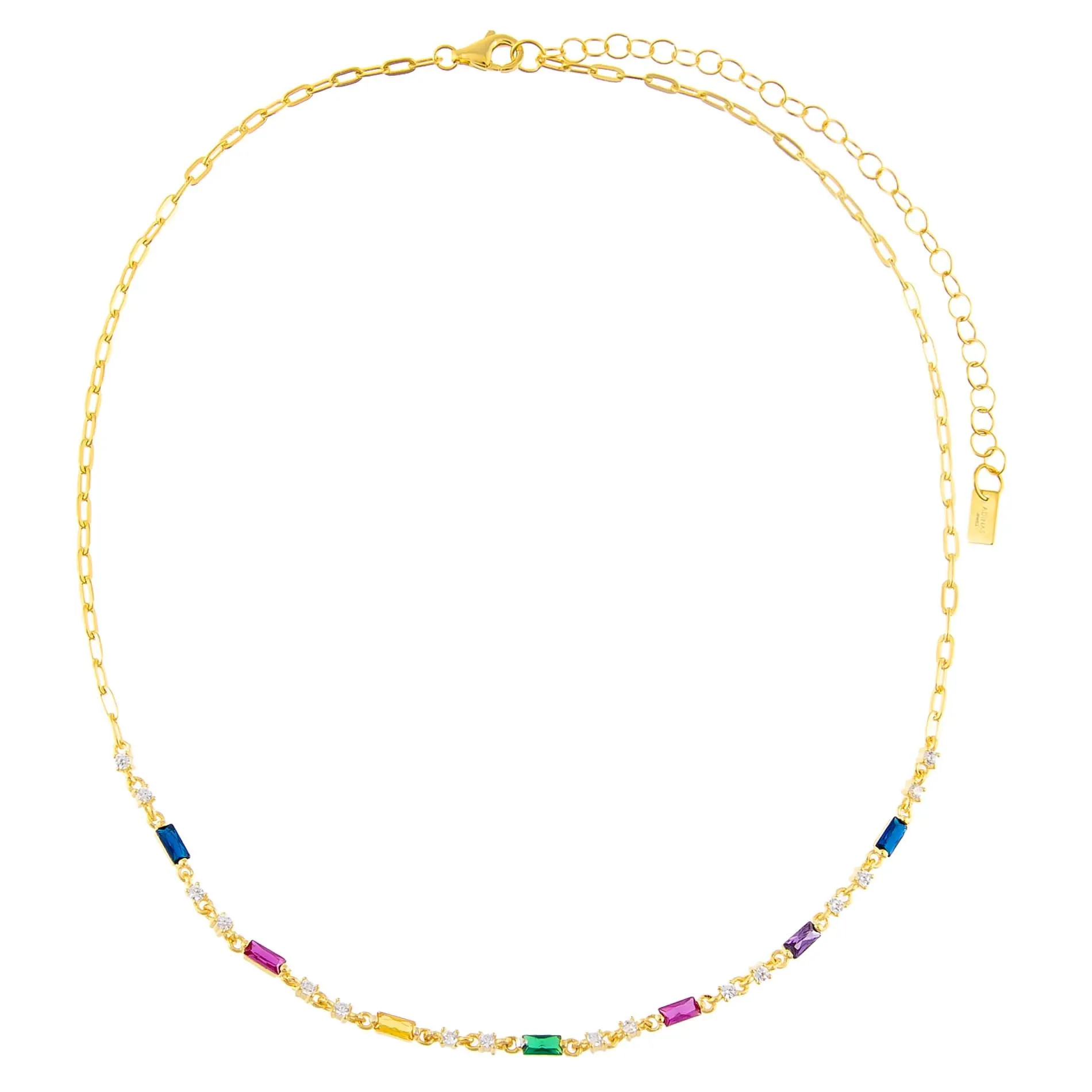 CZ Multi Color Baguette Choker