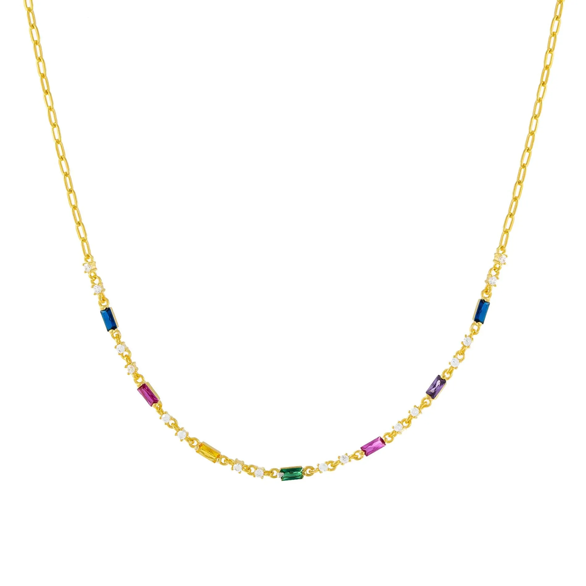 CZ Multi Color Baguette Choker