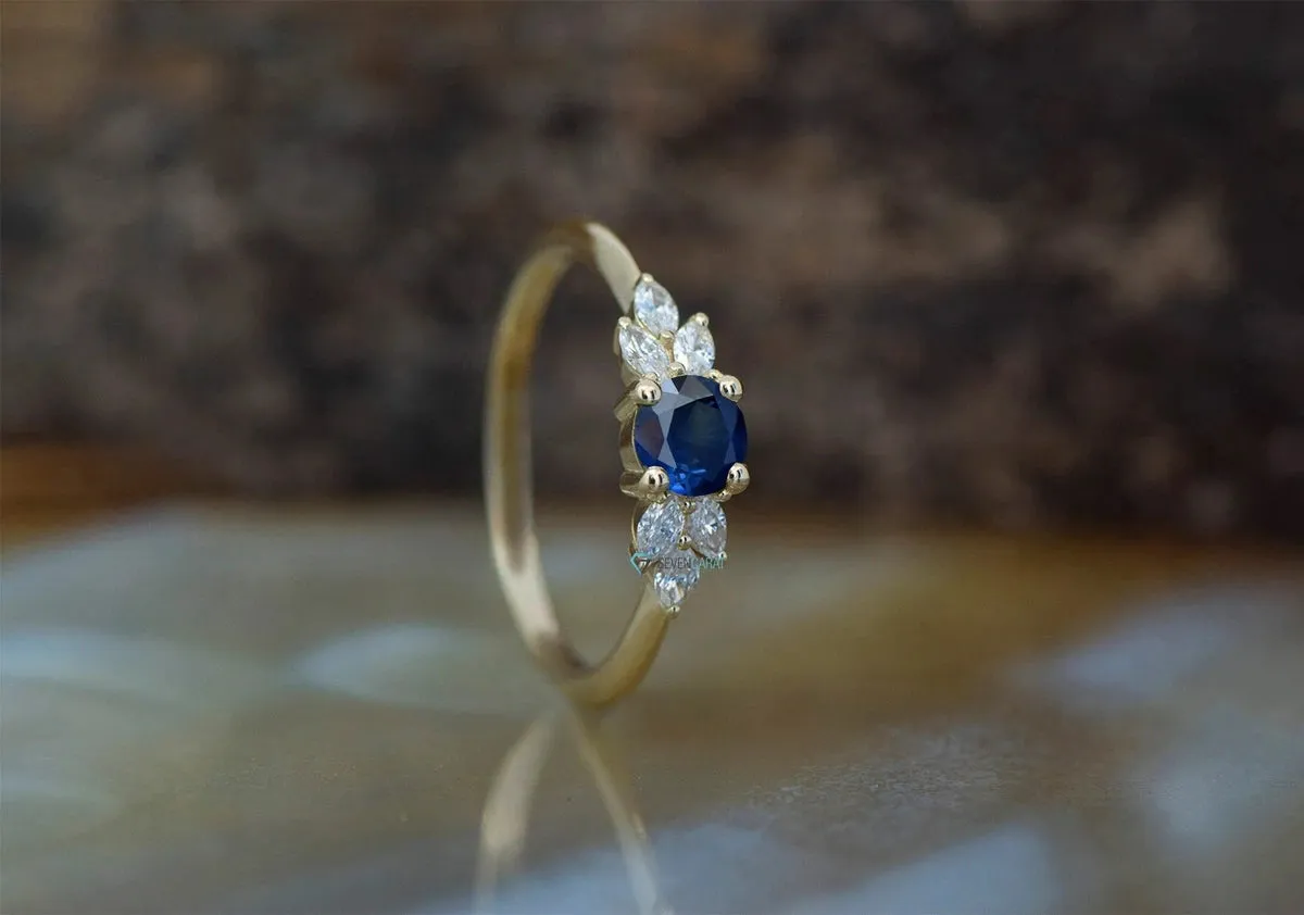 Dainty branch sapphire ring-Blue sapphire Engagement Ring-Promise ring-Marquise diamond ring-Gatsby sapphire ring-Twig engagement ring