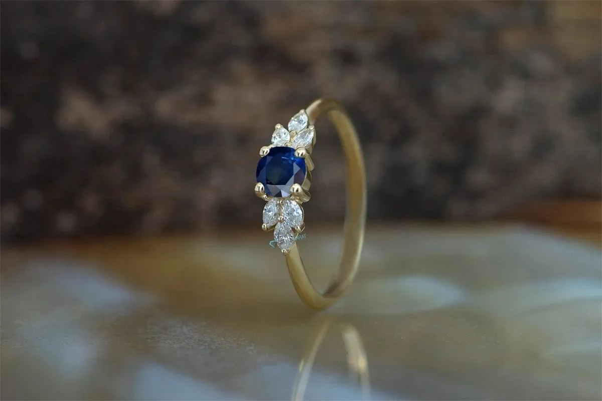 Dainty branch sapphire ring-Blue sapphire Engagement Ring-Promise ring-Marquise diamond ring-Gatsby sapphire ring-Twig engagement ring