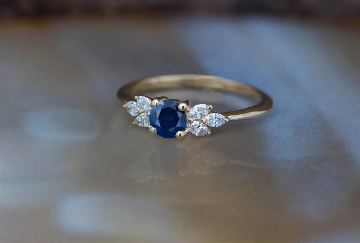 Dainty branch sapphire ring-Blue sapphire Engagement Ring-Promise ring-Marquise diamond ring-Gatsby sapphire ring-Twig engagement ring