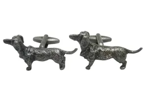 Dark Silver Toned Dachshund Wiener Dog Cufflinks