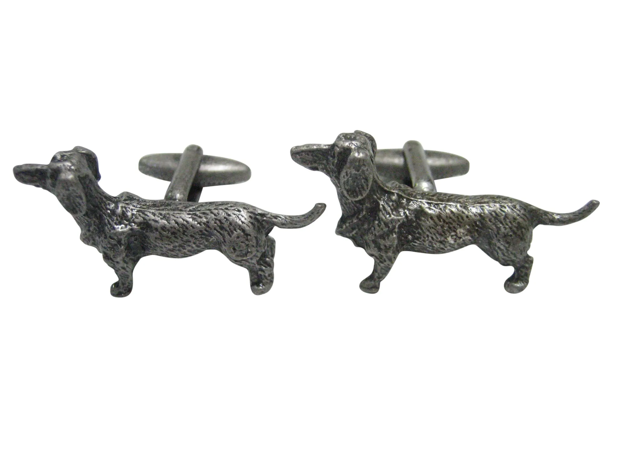 Dark Silver Toned Dachshund Wiener Dog Cufflinks