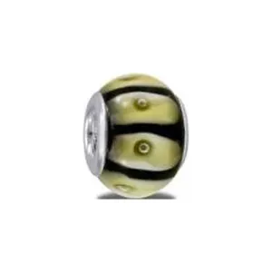 Davinci Beads Black White Light Green Glass
