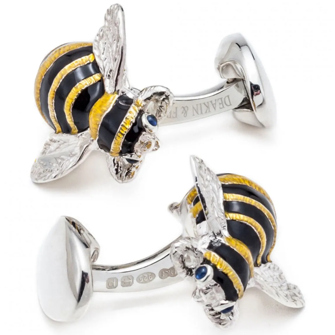 Deakin and Francis Bee Cufflinks, Sterling Silver, Sapphire Eyes