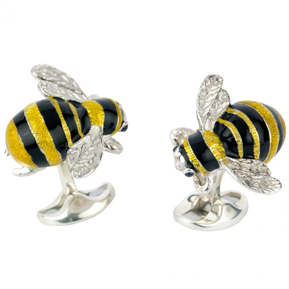 Deakin and Francis Bee Cufflinks, Sterling Silver, Sapphire Eyes