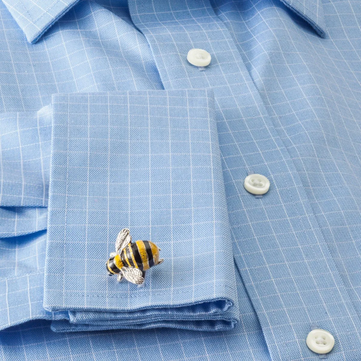 Deakin and Francis Bee Cufflinks, Sterling Silver, Sapphire Eyes