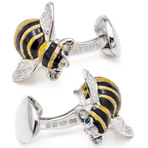 Deakin and Francis Bee Cufflinks, Sterling Silver, Sapphire Eyes