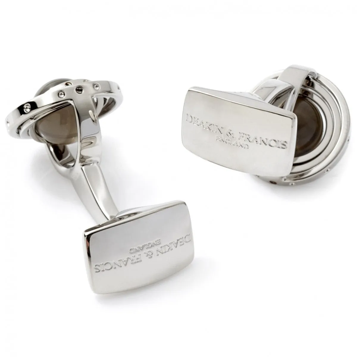 Deakin and Francis Fundamentals Mechanicals Gyro Spinning Gimbal with Quartz Cufflinks, White Rhodium