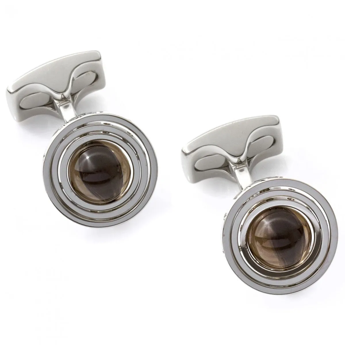 Deakin and Francis Fundamentals Mechanicals Gyro Spinning Gimbal with Quartz Cufflinks, White Rhodium
