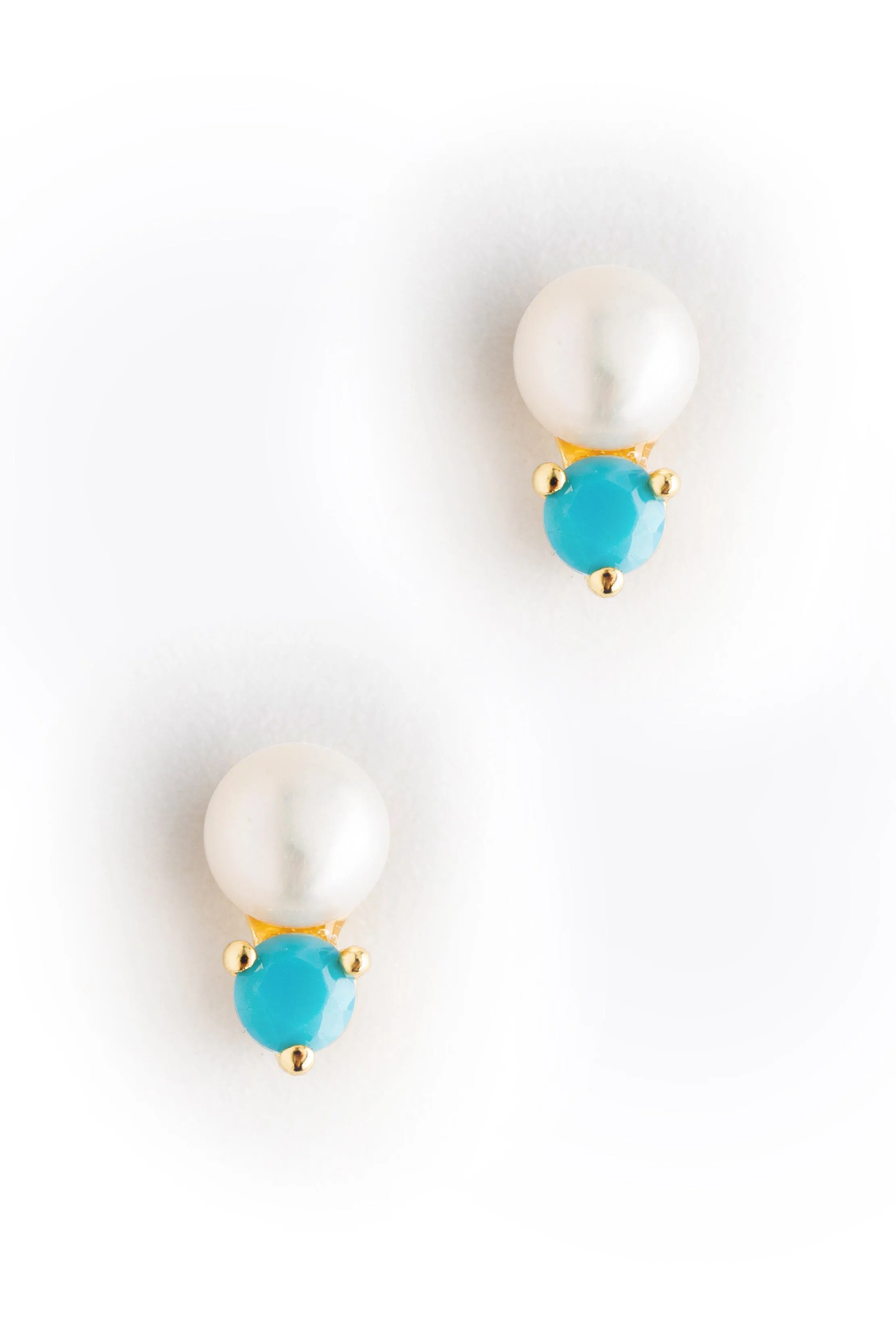December Pearl Turquoise Stud Earrings