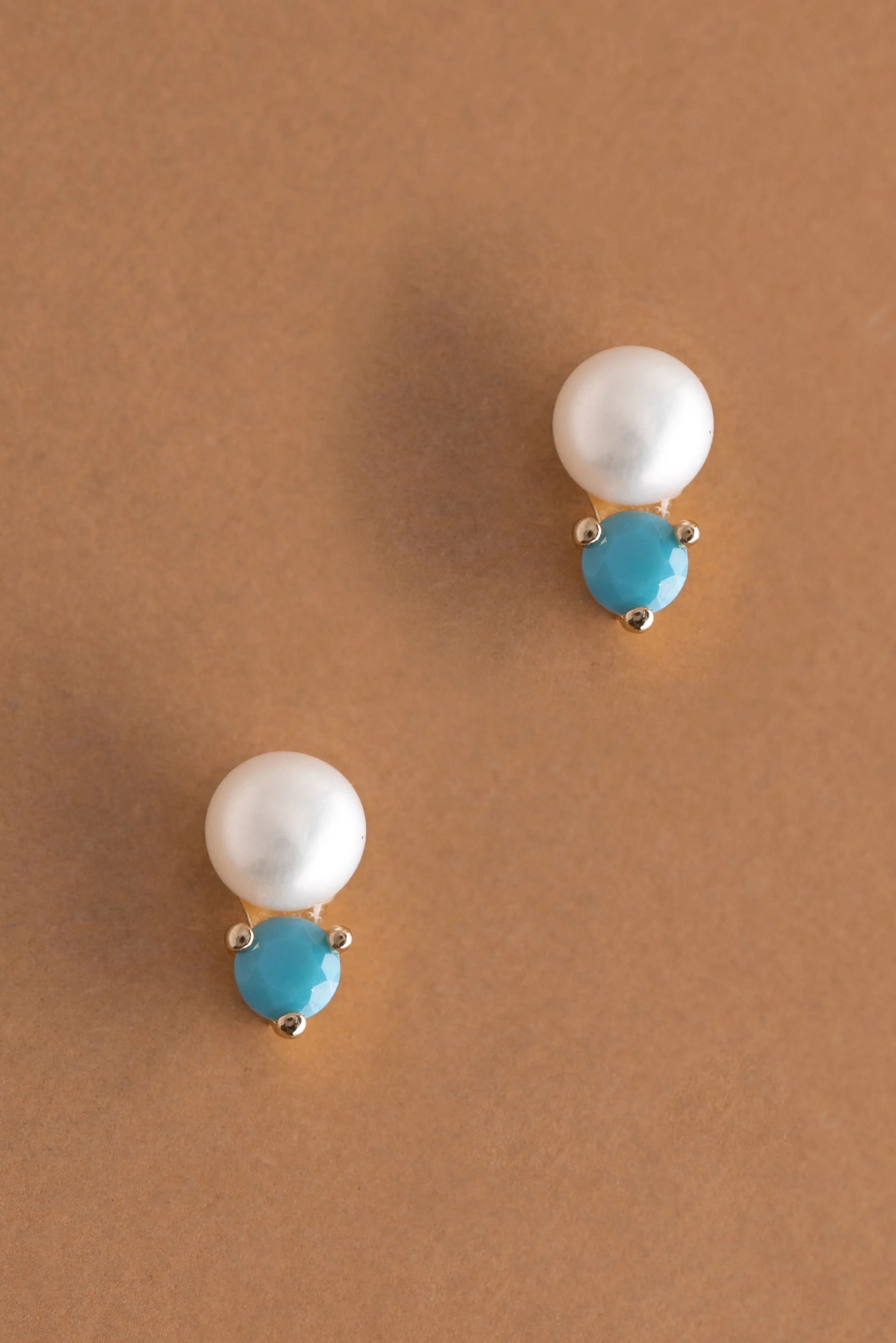 December Pearl Turquoise Stud Earrings