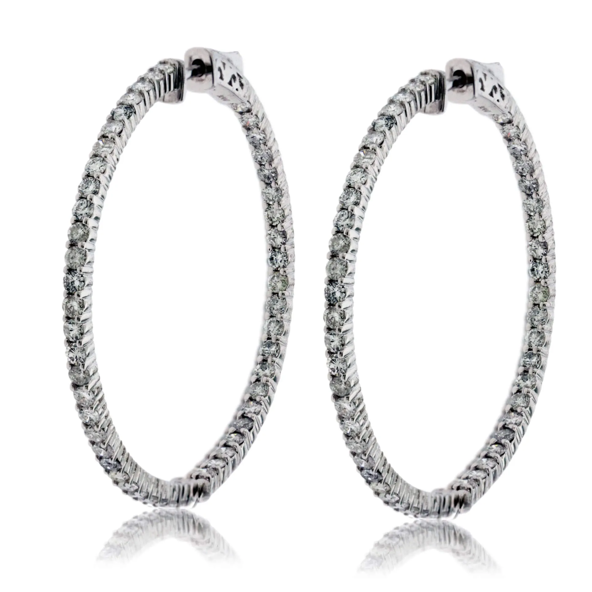 Diamond 3.60 Carat Inside - Out Hoop Earrings