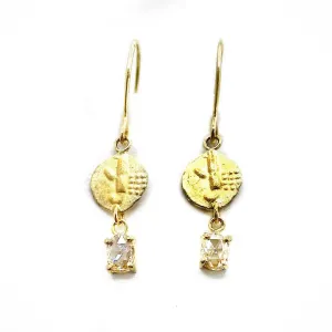 Diamond and Coin Gold Earrings