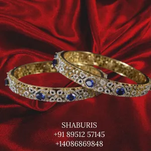 Diamond bangles designer silver jewelry,gold jewelry ,south indian gold jewelry designs blue saphire bangles indian bangles - SHABURIS