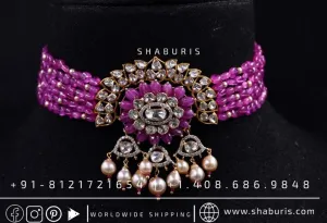 Diamond choker Diamond Necklace pure silver jewelry indian wedding Jewelry indian bridal jewelry cocktail jewelry 925 silver jewelr-SHABURIS