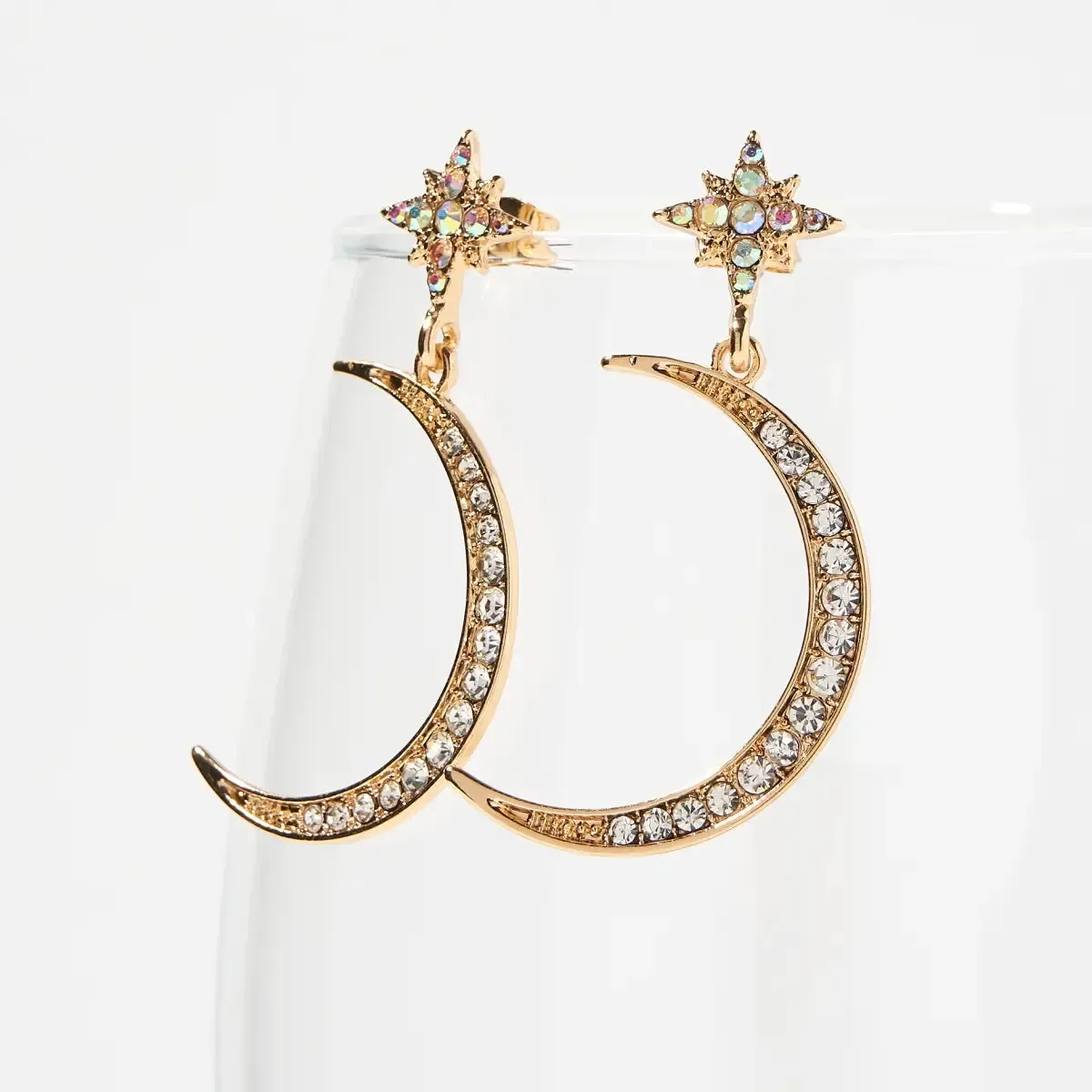Diamond Crescent Moon Earrings
