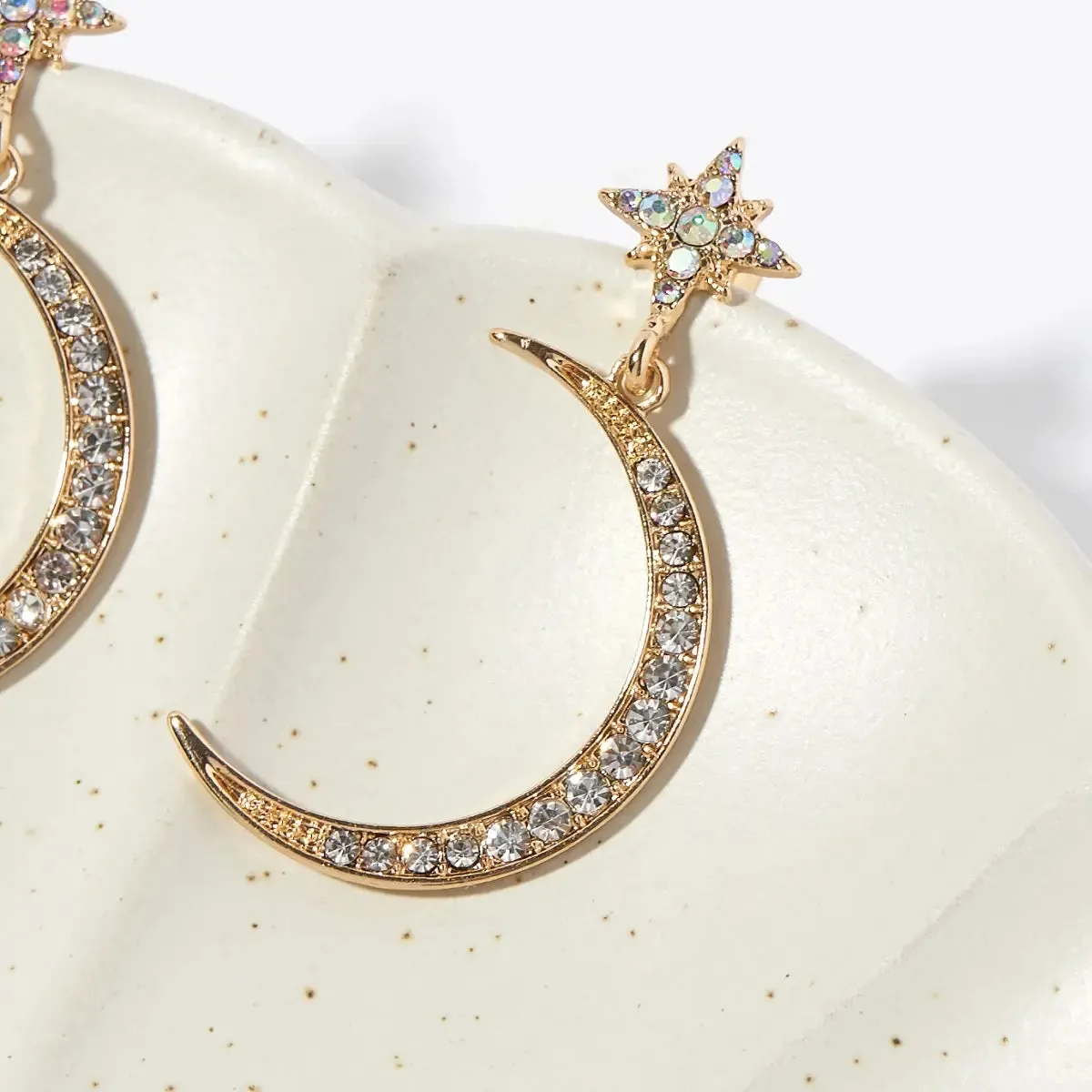 Diamond Crescent Moon Earrings