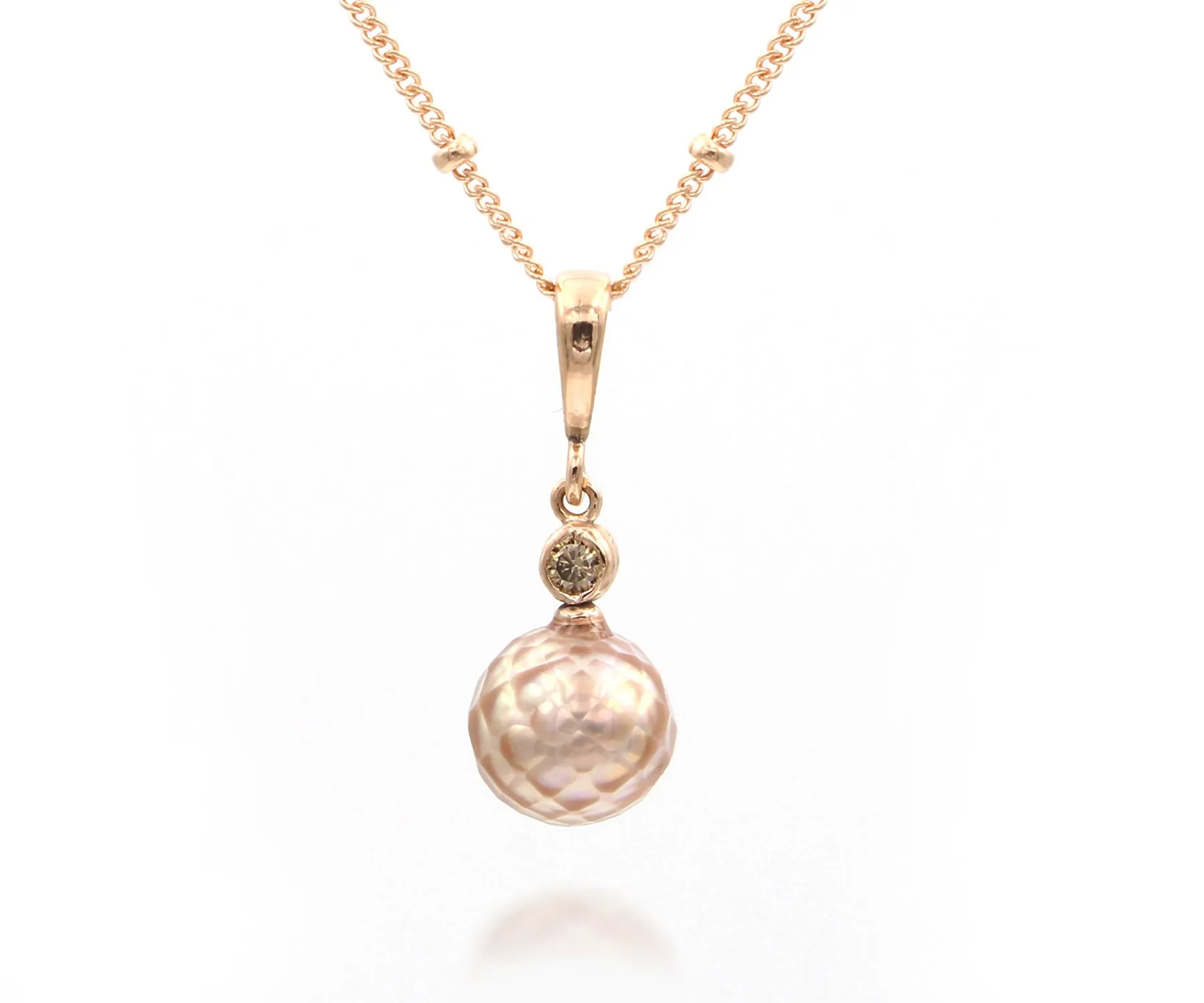 Diamond Cut Rose Pearl Diamond Necklace