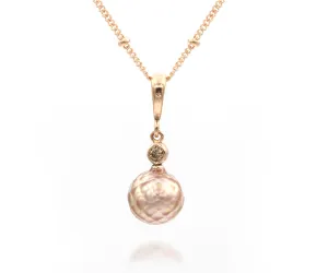 Diamond Cut Rose Pearl Diamond Necklace