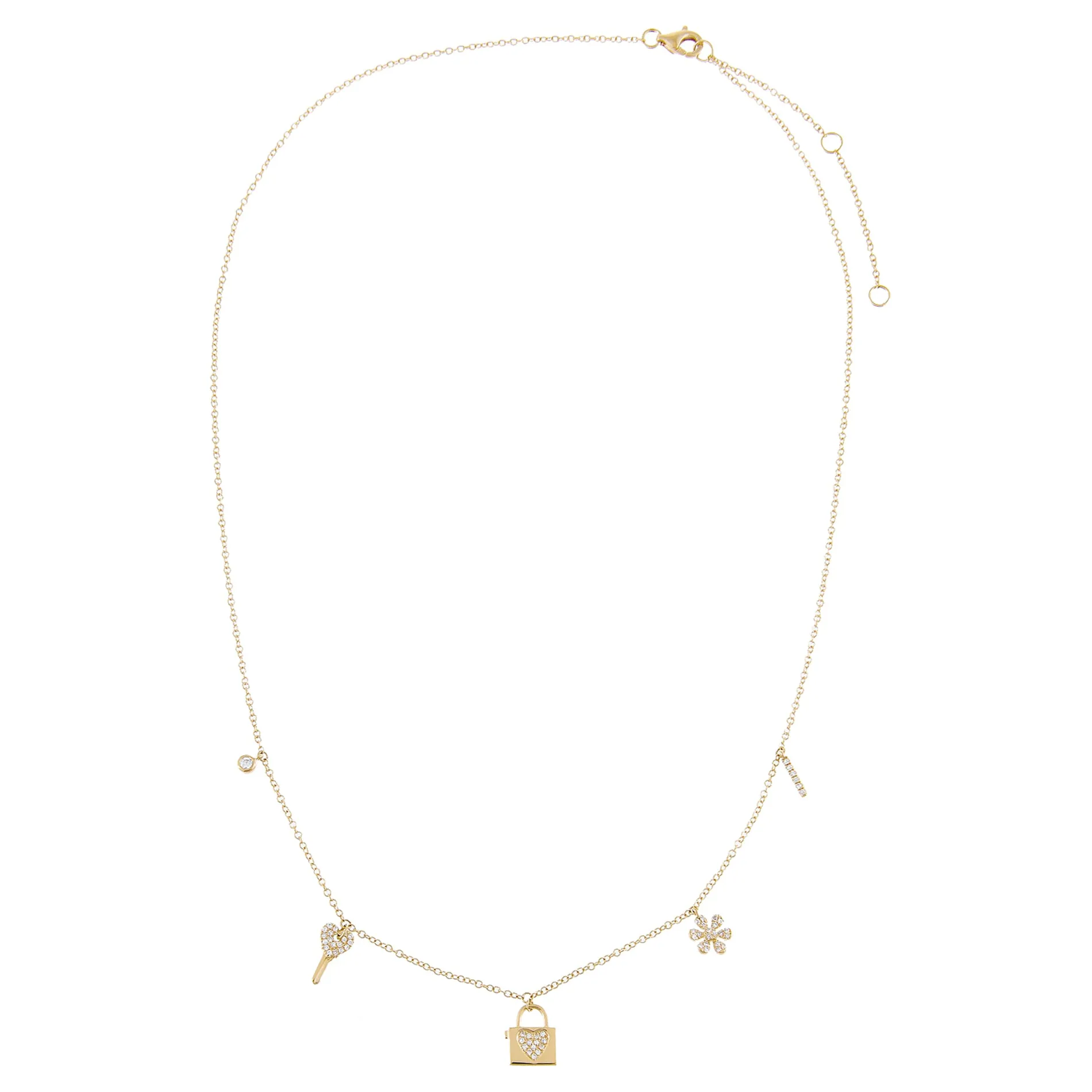 Diamond Dangling Charms Necklace 14K