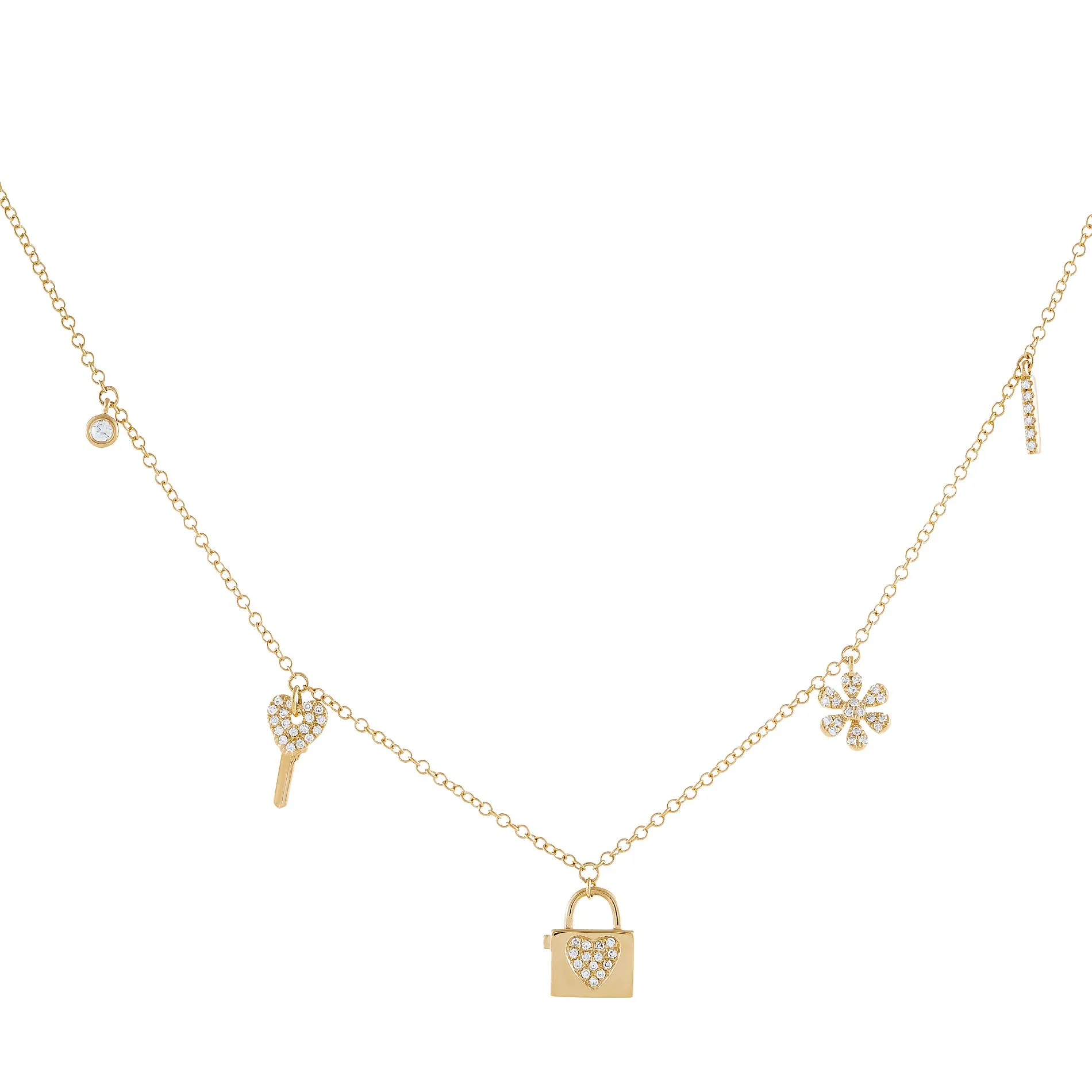 Diamond Dangling Charms Necklace 14K