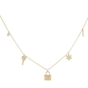 Diamond Dangling Charms Necklace 14K