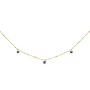 Diamond Dangling Hearts Necklace 14K