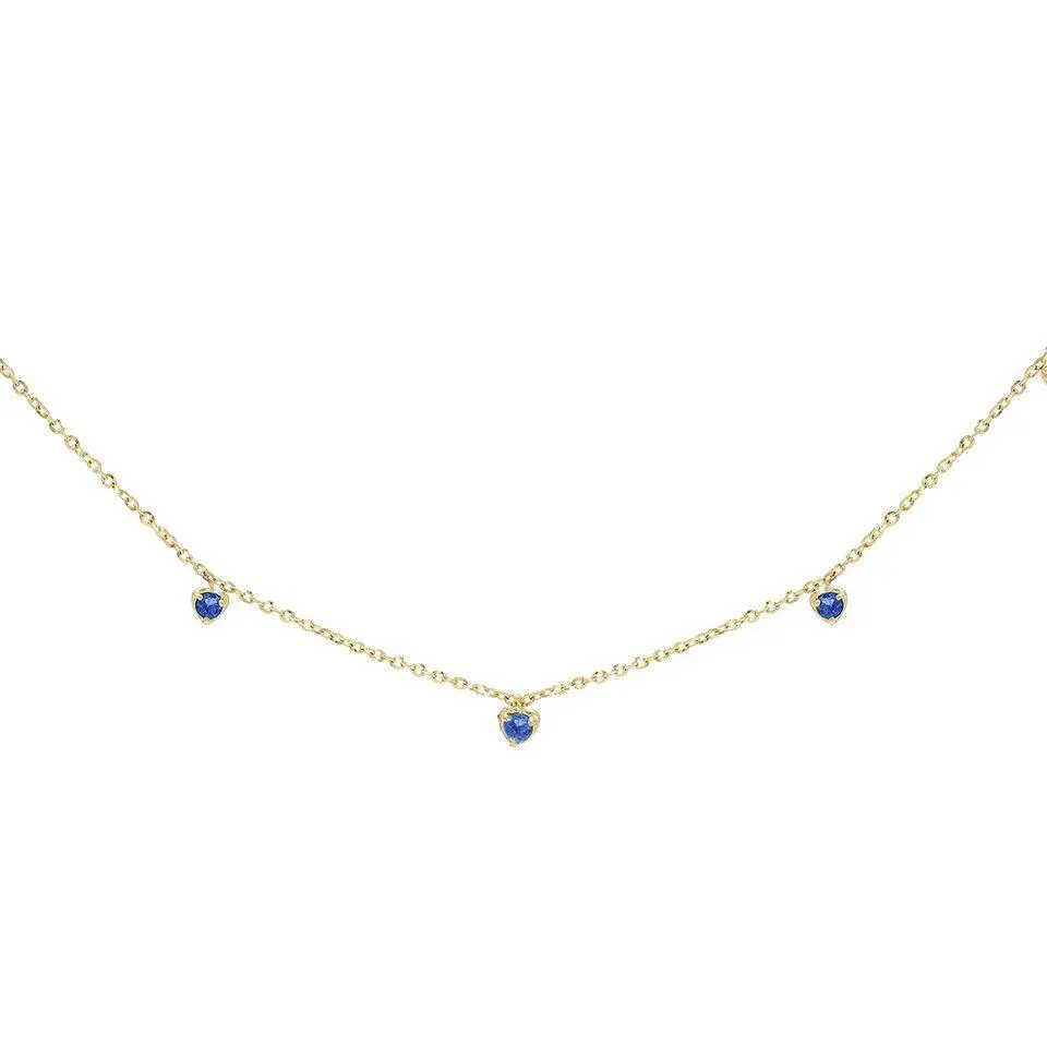 Diamond Dangling Hearts Necklace 14K