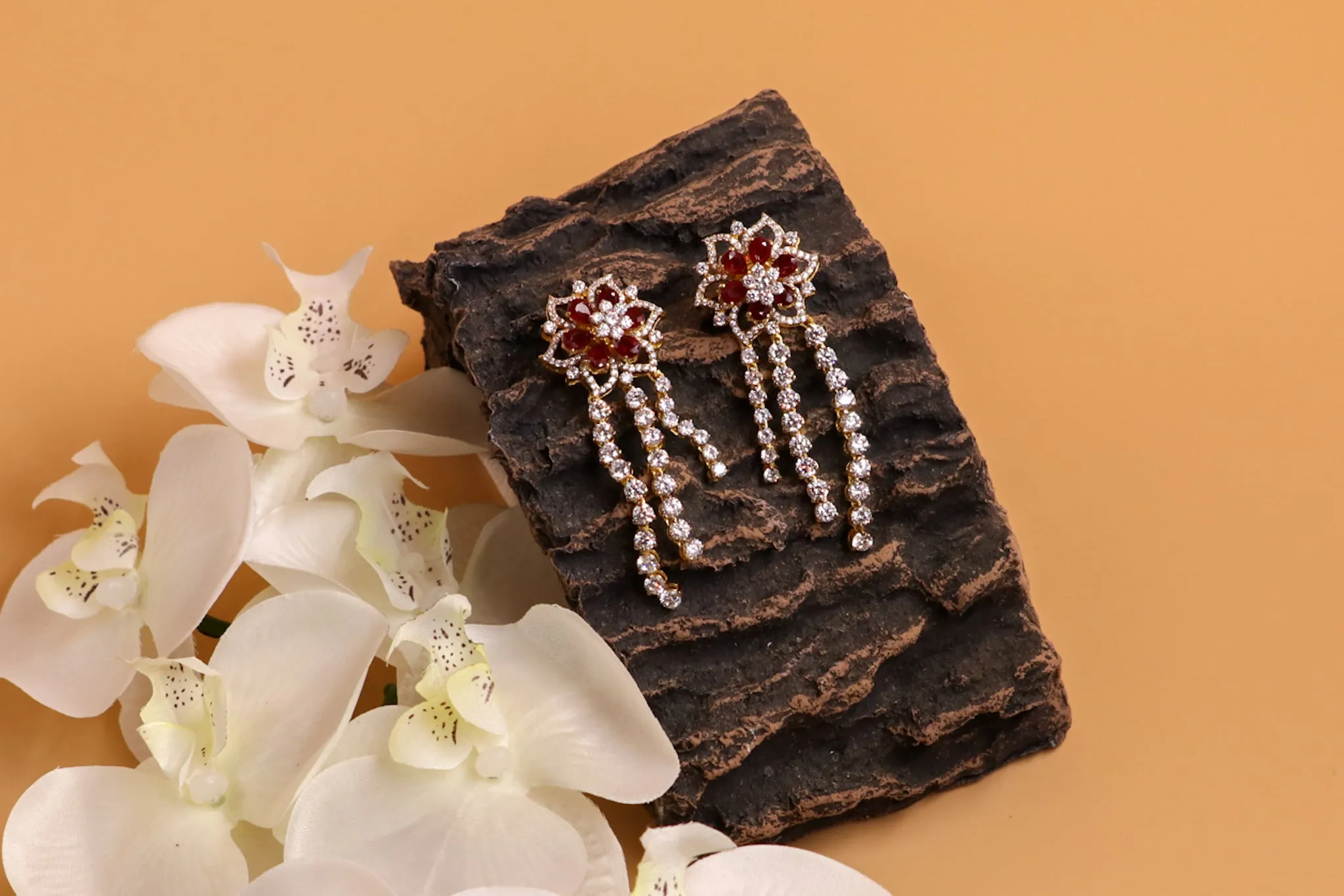 Diamond earrings - 925 silver Jewelry,South Indian Jewelry,bridal earrings,Indian Wedding Jewelry,pure Silver indian jewelry - SHABURIS