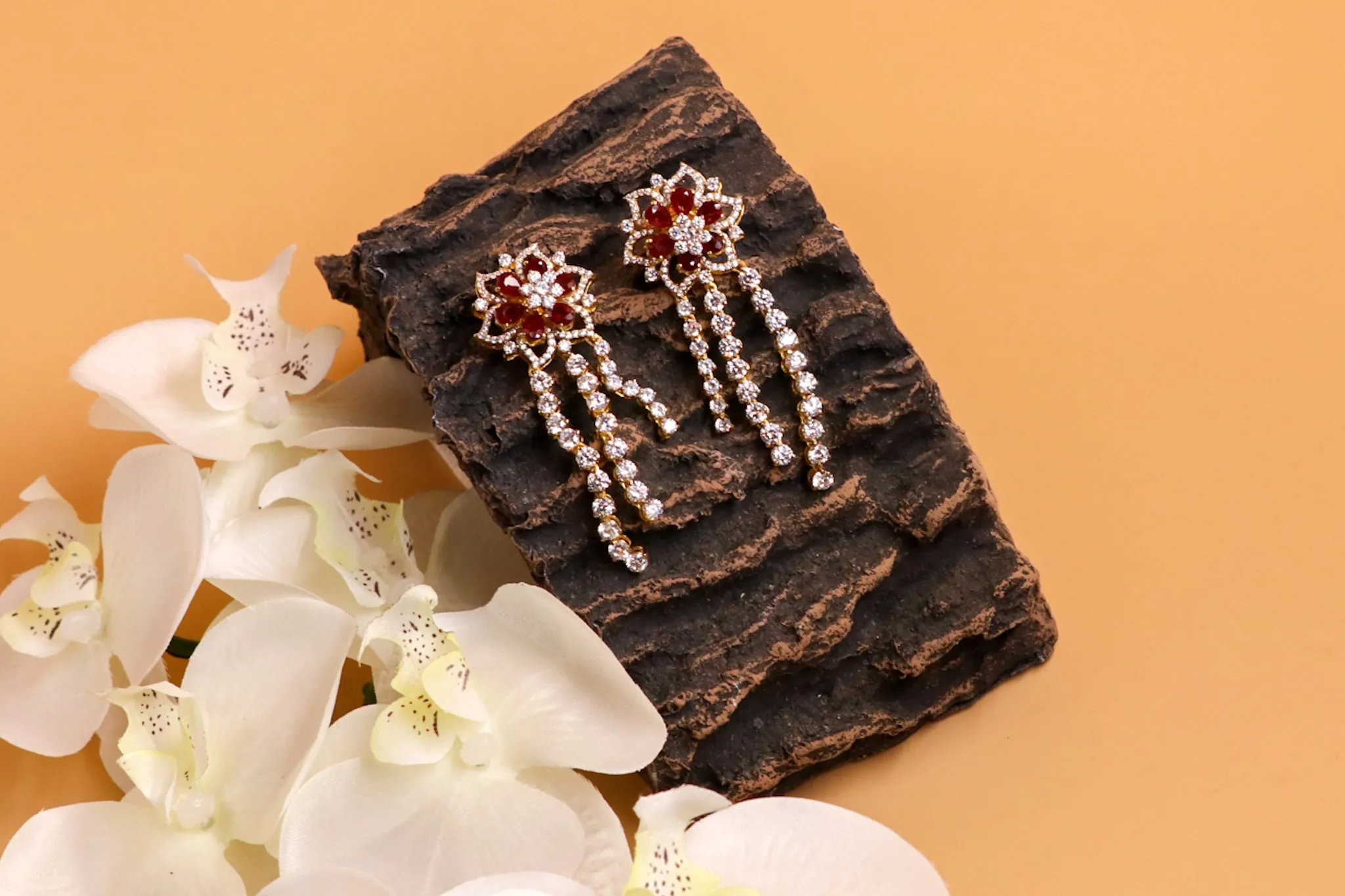 Diamond earrings - 925 silver Jewelry,South Indian Jewelry,bridal earrings,Indian Wedding Jewelry,pure Silver indian jewelry - SHABURIS