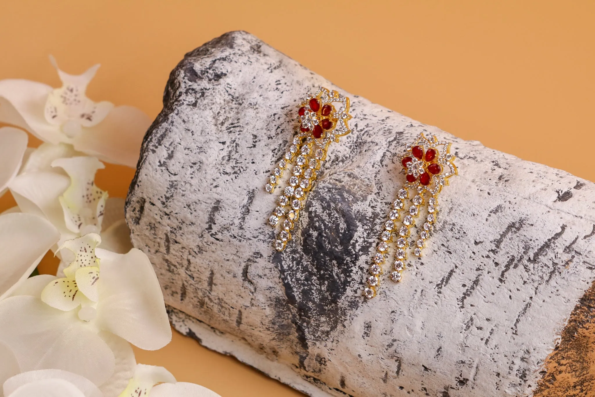Diamond earrings - 925 silver Jewelry,South Indian Jewelry,bridal earrings,Indian Wedding Jewelry,pure Silver indian jewelry - SHABURIS