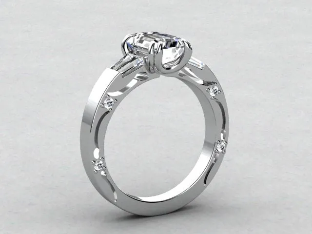 Diamond Engagement Ring For Emerald Cut Diamond
