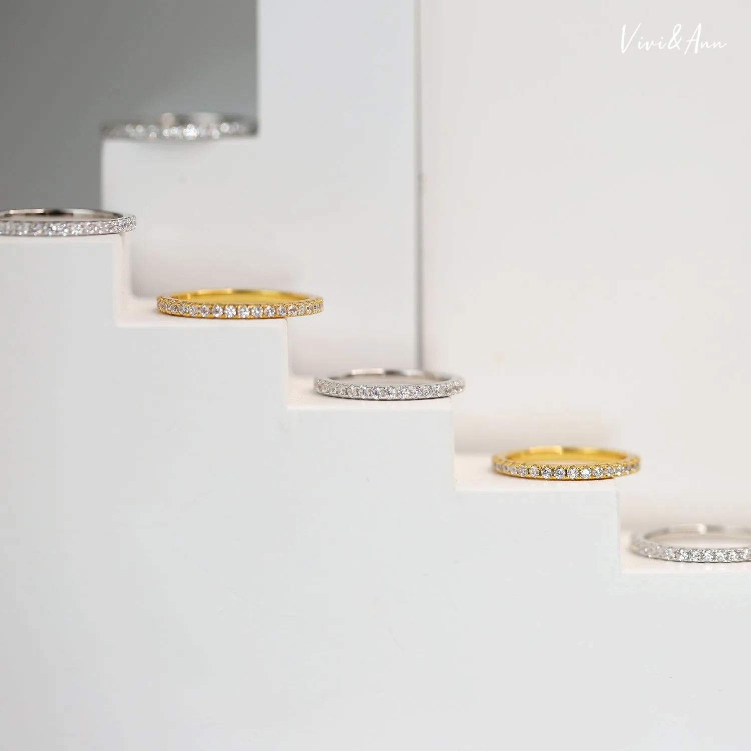 Diamond Eternity Band 18K Gold Over Sterling Silver