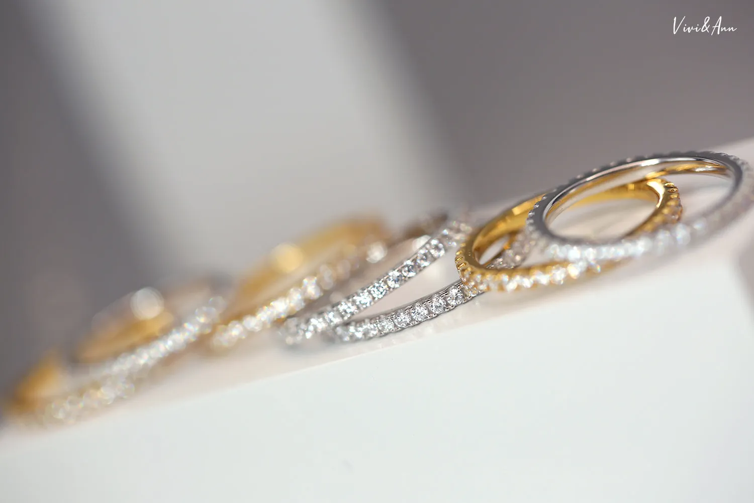 Diamond Eternity Band 18K Gold Over Sterling Silver
