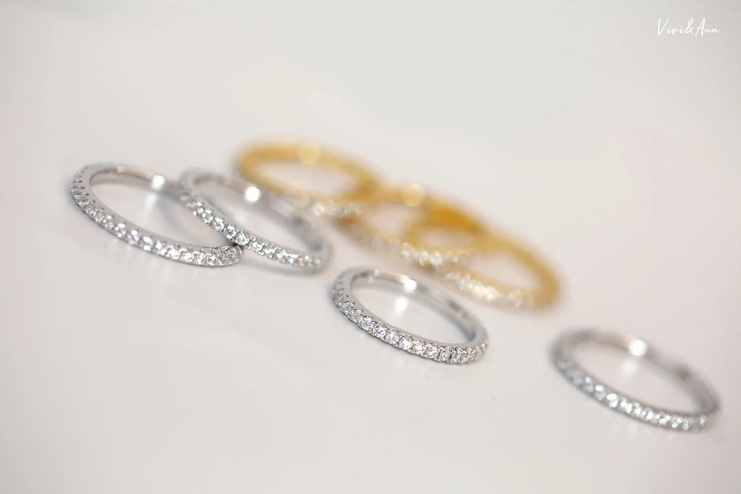 Diamond Eternity Band 18K Gold Over Sterling Silver