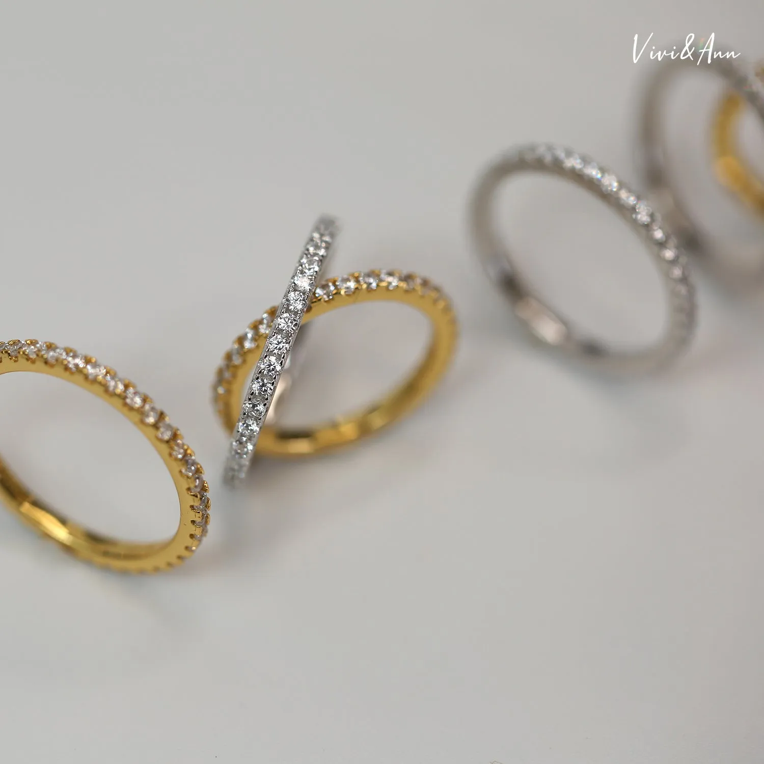 Diamond Eternity Band 18K Gold Over Sterling Silver
