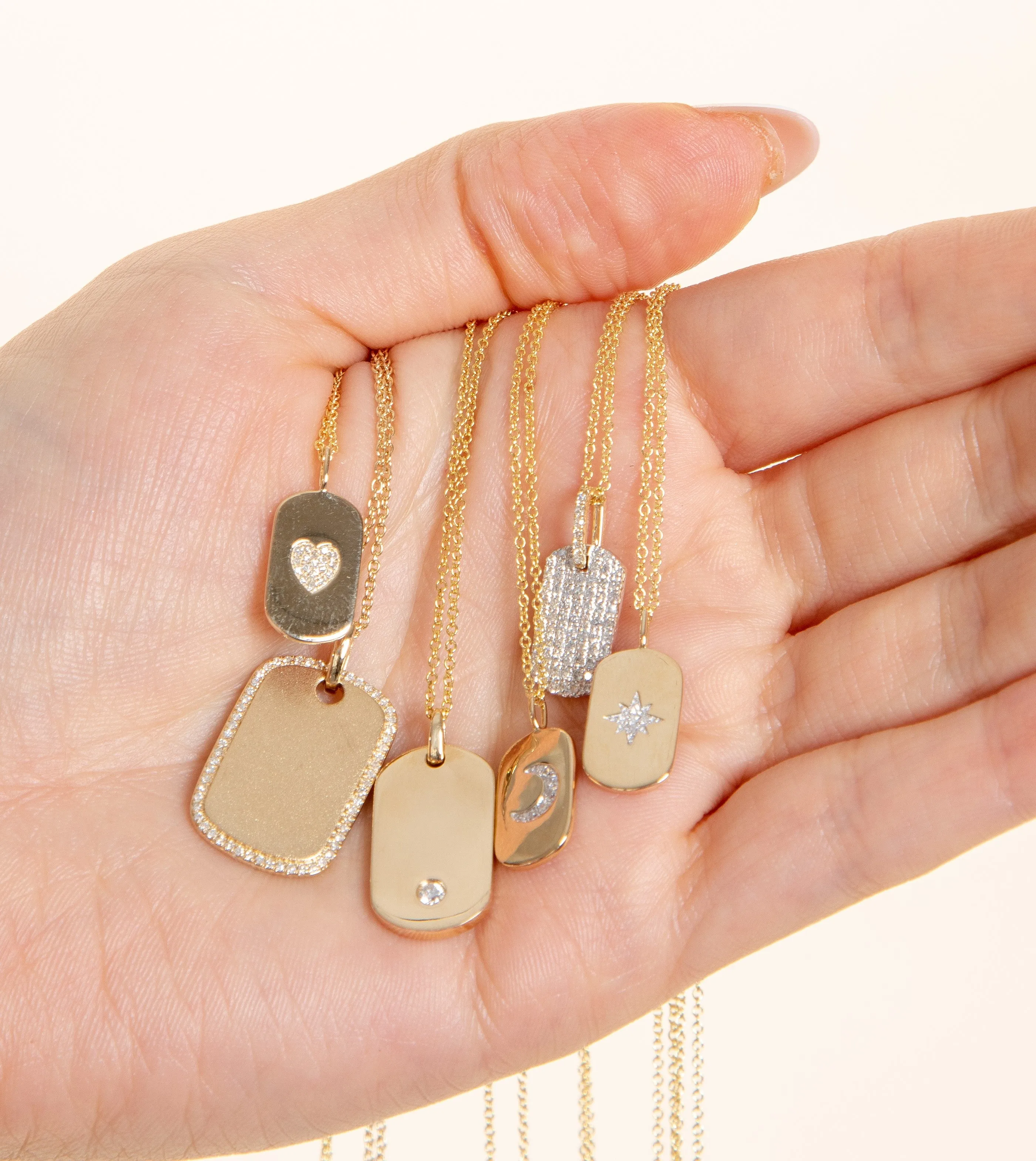 Diamond Heart Dog Tag Necklace