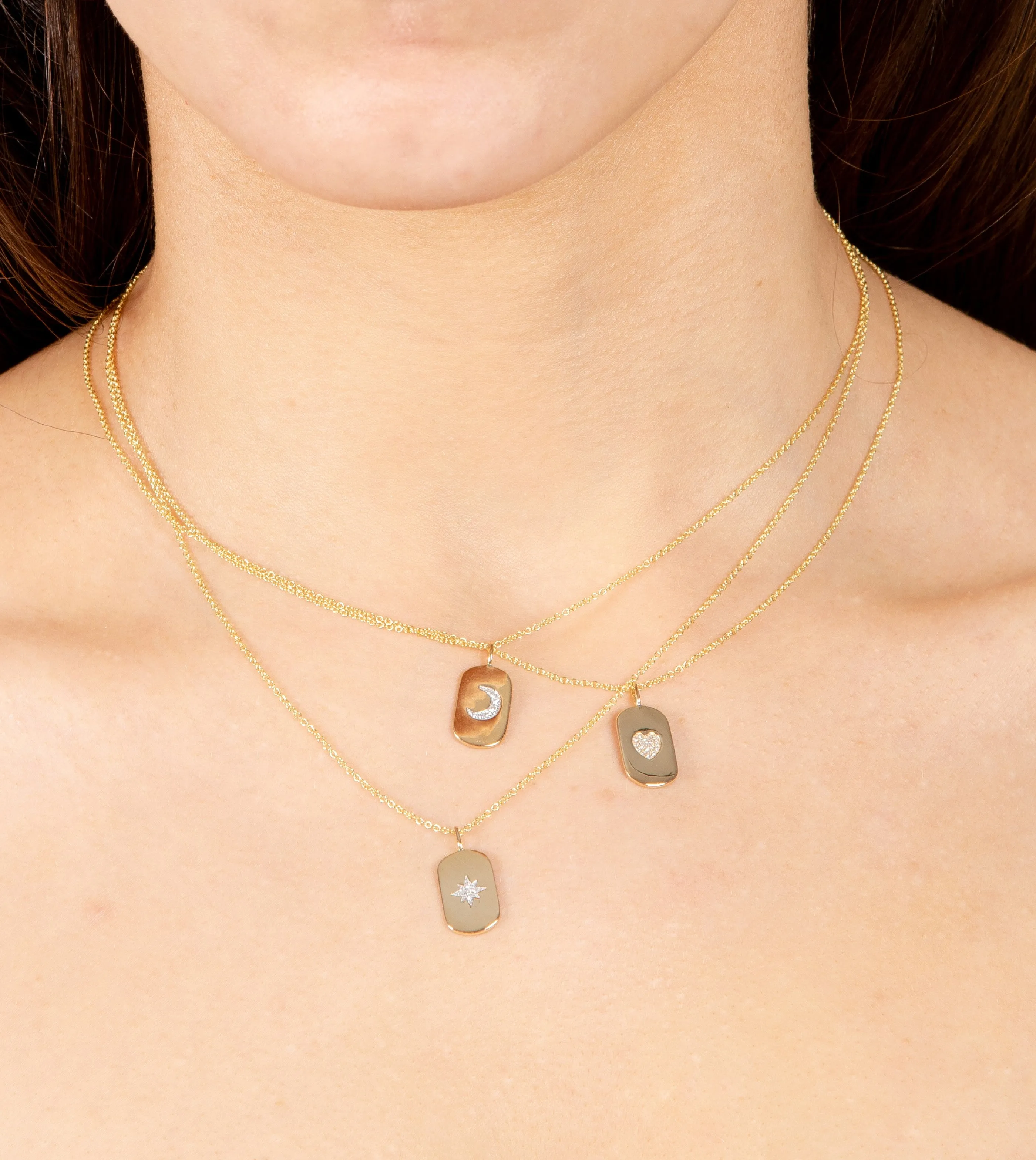 Diamond Heart Dog Tag Necklace