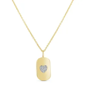 Diamond Heart Dog Tag Necklace