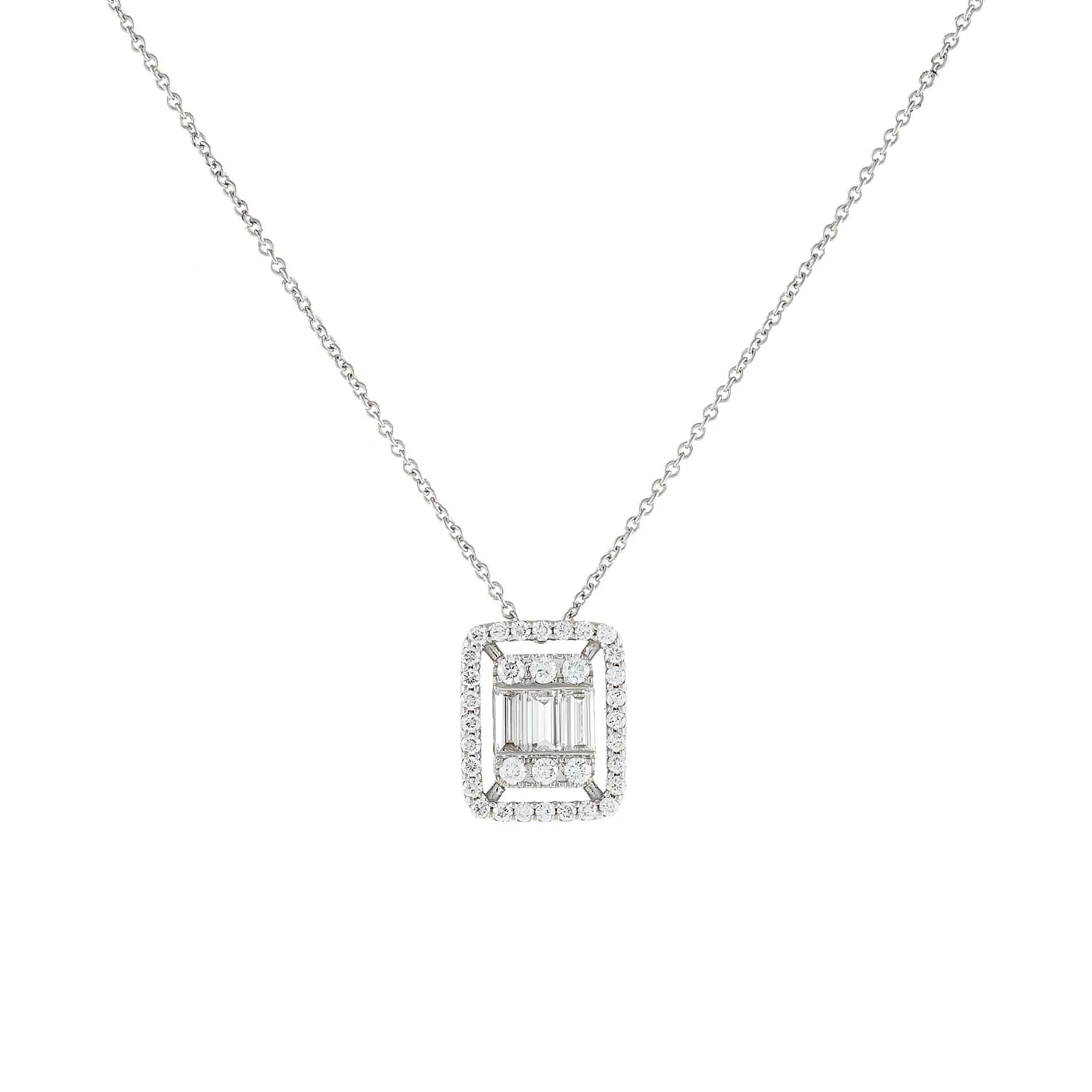 Diamond Illusion Baguette Necklace 14K