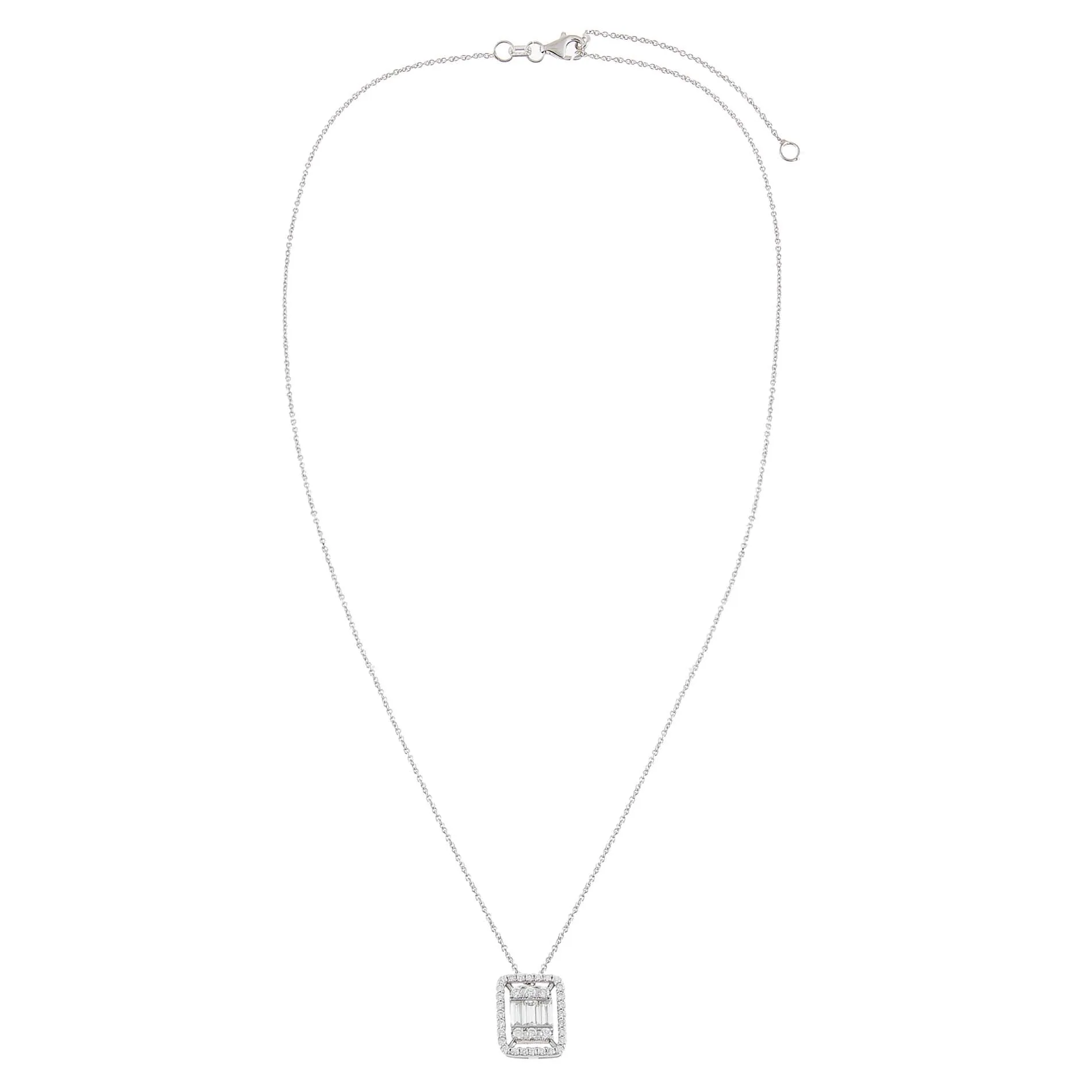 Diamond Illusion Baguette Necklace 14K