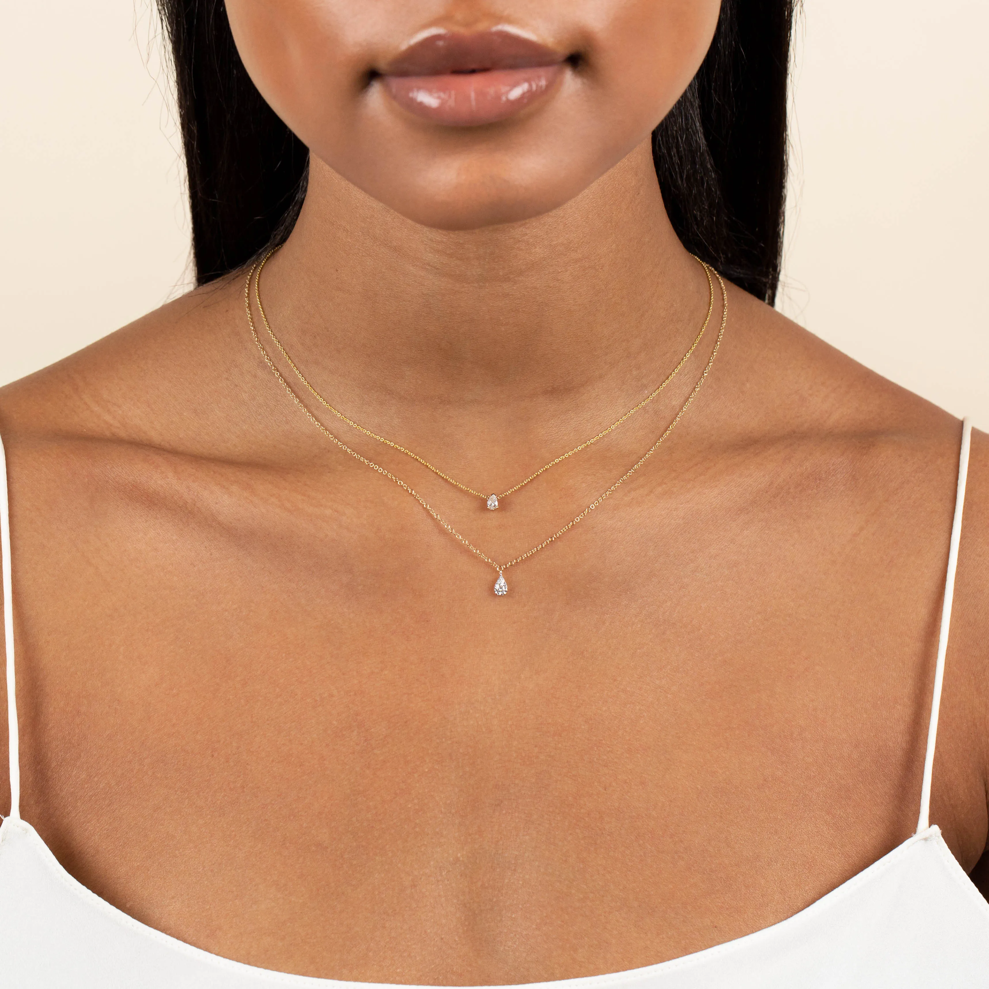 Diamond Illusion Teardrop Necklace 14K